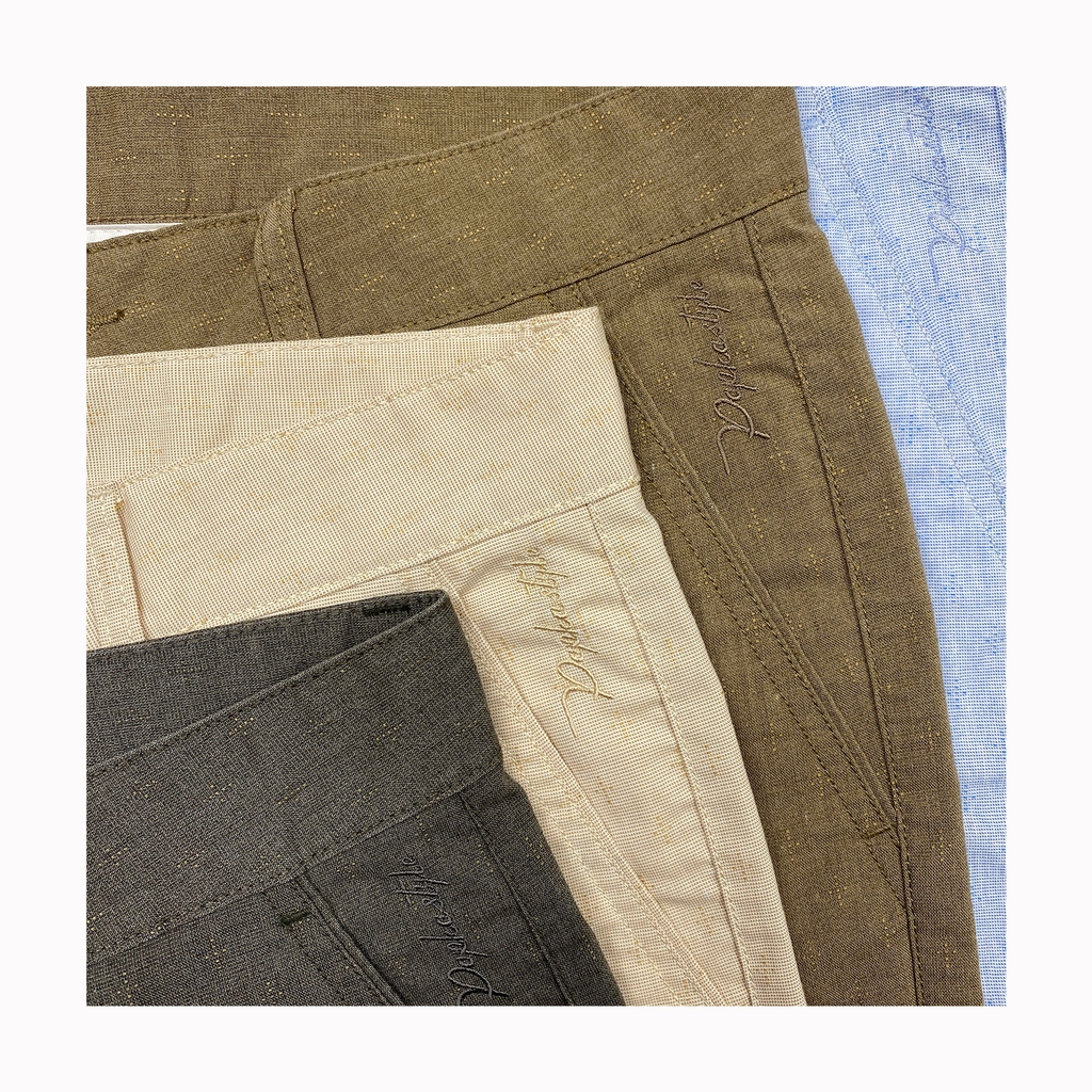 Quần short kaki nam Papka 2026 cao cấp màu nâu thêu hoa chìm tạo điểm nhấn hài hòa