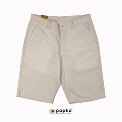 Quần short kaki nam Papka 2026 cao cấp màu kem thêu hoa chìm tạo điểm nhấn hài hòa