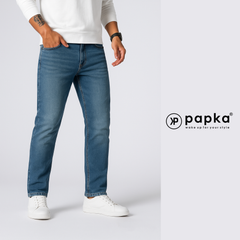 Quần jeans nam Papka 2038 màu xanh đá form slim với độ ôm vừa phải tạo sự năng động và thoải mái