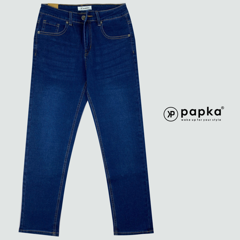 Quần Jeans dài nam Papka 2043 màu xanh đậm form Teen trẻ trung, độ dài quần ngang mắt cá chân tạo sự thoải mái và năng động