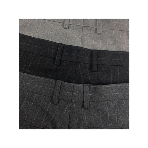 Quần âu ngắn nam PAPKA 2045 màu xám đậm dệt sọc vải Rayon thoáng nhẹ và sang trọng