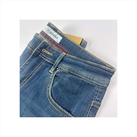 Quần Jeans dài nam cao cấp PAPKA 2052 màu xanh dương form TEEN ngắn hơn, ống đứng thoải mái trẻ trung hơn