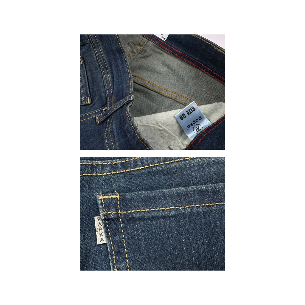 Quần Jeans dài nam cao cấp PAPKA 2052 màu xanh dương form TEEN ngắn hơn, ống đứng thoải mái trẻ trung hơn