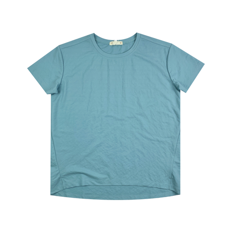 Áo thun nữ Papka 3031 màu xanh xẻ tà lệch chất vải Cotton Jersey AIRism mềm nhẹ, thoáng mát