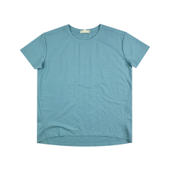 Áo thun nữ Papka 3031 màu xanh xẻ tà lệch chất vải Cotton Jersey AIRism mềm nhẹ, thoáng mát