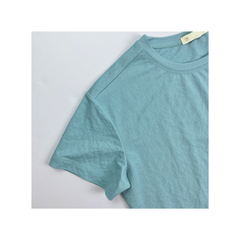 Áo thun nữ Papka 3031 màu xanh xẻ tà lệch chất vải Cotton Jersey AIRism mềm nhẹ, thoáng mát