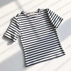 Áo thun nữ PAPKA 3032 chất thun Cotton Jersey borip trắng sọc đen  nữ tính thoải mái