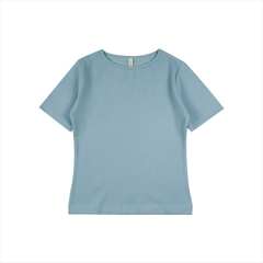 Áo thun nữ Papka 3032 màu xanh biển nhẹ nhàng cổ thuyền nữ tính chất thun gân co dãn dễ chịu