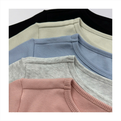 Áo thun nữ Papka 3032 màu xám nhẹ nhàng cổ thuyền nữ tính chất thun gân co dãn dễ chịu