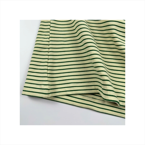 Áo thun nữ PAPKA 3032 màu kem sọc đen chất thun gân cotton co giãn linh hoạt trẻ trung