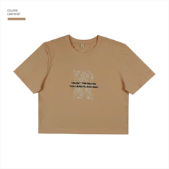 Áo thun nữ PAPKA 3038 màu hồng cam form Croptop Baby Tee in hoa trẻ trung và năng động
