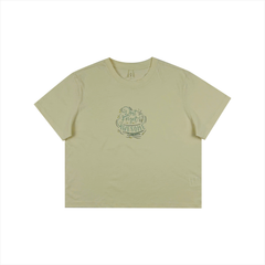 Áo thun nữ Papka 3040 màu kem form croptop Boxy Tee 