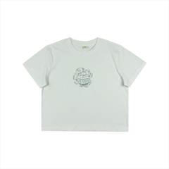 Áo thun nữ Papka 3040 màu trắng form croptop Boxy Tee 