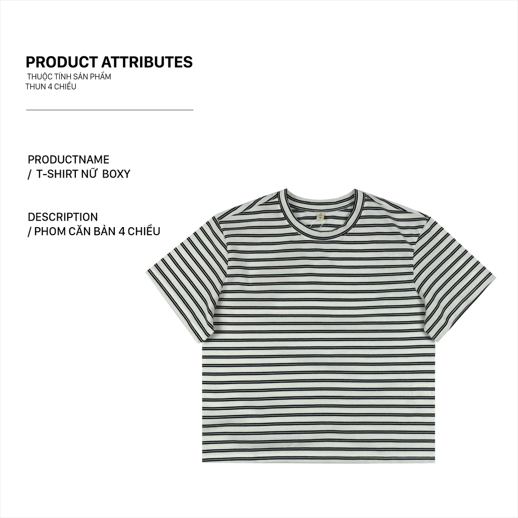 Áo thun nữ Papka 3040 sọc xanh cơ bản form croptop ngắn vừa phải trẻ trung, năng động, lịch sự