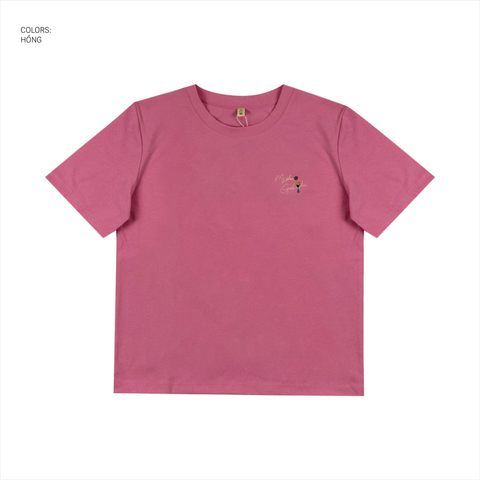 Áo Tshirt nữ PAPKA 3043 màu hồng form cơ bản chất vải PC Cotton thêu chữ My plan God's plan mang ý nghĩa tích cực