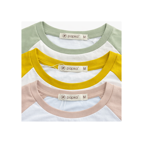 Áo thun nữ PAPKA 3047 phối Raglan màu vàng chất Cotton 100% trẻ trung năng động