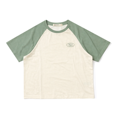 Áo thun nữ PAPKA 3047 phối Raglan màu xanh lá chất Cotton 100% trẻ trung năng động