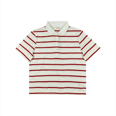 Áo polo nữ PAPKA 3056 màu trắng sọc đỏ trẻ trung lịch sự