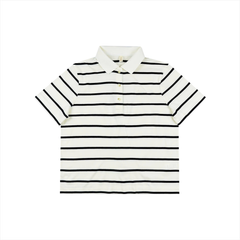 Áo polo nữ PAPKA 3056 màu trắng sọc xanh đen trẻ trung lịch sự