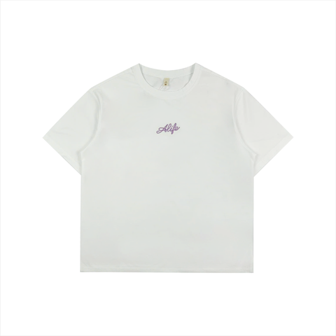 Áo cổ tròn nữ PAPKA 3059 chất Cotton lạnh màu trắng thêu chữ Alife trẻ trung rộng rãi