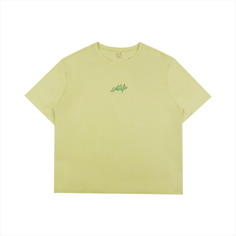 Áo cổ tròn nữ PAPKA 3059 chất Cotton lạnh màu vàng thêu chữ Alife trẻ trung rộng rãi