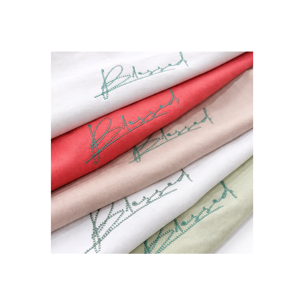 Áo thun nữ tay cánh tiên PAPKA 3060 chất cotton màu xanh thêu chữ Blessed phối tà cao thấp trẻ trung