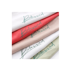 Áo thun nữ tay cánh tiên PAPKA 3060 chất cotton màu trắng thêu chữ Blessed phối tà cao thấp trẻ trung