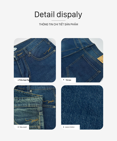 Quần Jeans dài nữ Papka 4058 màu xanh xược với ống siêu rộng cực tôn dáng dễ phối đồ.