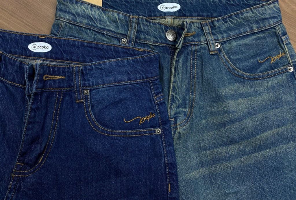 Quần jeans nữ Papka 4058 màu xanh đá ống siêu rộng, trendy, trẻ trung và năng động.