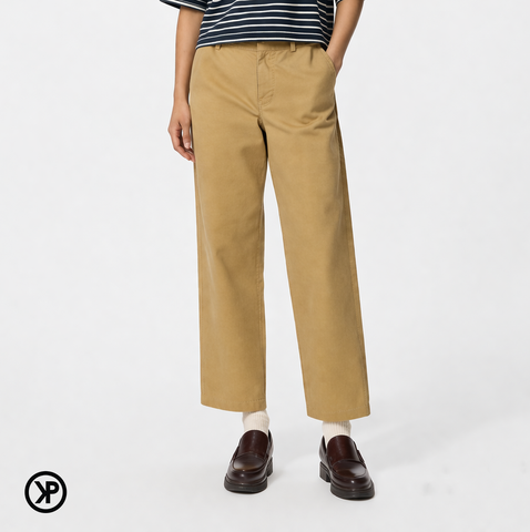 Quần kaki dài nữ ống suông PAPKA 4067 màu nâu lưng thun giúp tôn dáng và thoải mái khi mặc