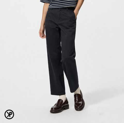 Quần kaki dài nữ ống suông PAPKA 4067 màu xanh đen lưng thun giúp tôn dáng và thoải mái khi mặc