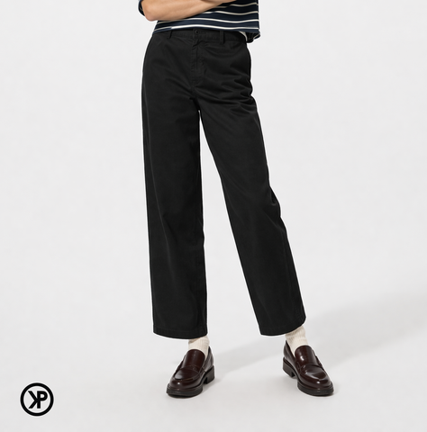 Quần kaki dài nữ ống suông PAPKA 4067 màu đen lưng thun giúp tôn dáng và thoải mái khi mặc