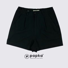 Quần short nữ Papka 4068 màu đen phối lưng thun và chất liệu linen pha tạo cảm giác nhẹ nhàng và trẻ trung khi mặc