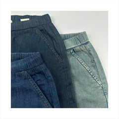 Quần kaki jeans nữ Papka 4073 màu xanh dương đậm form ống suông mỏng nhẹ thoải mái