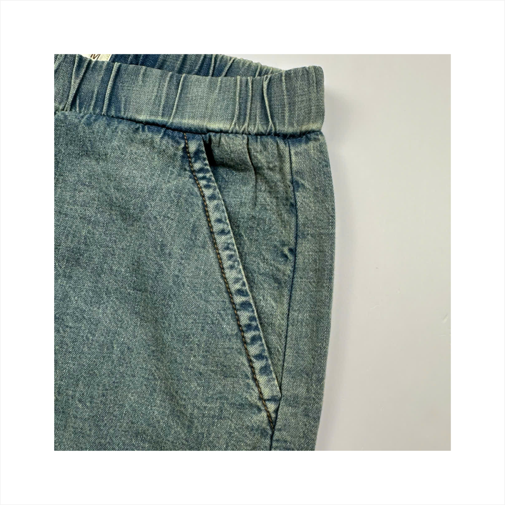 Quần kaki jeans nữ Papka 4073 màu xanh rêu form ống suông mỏng nhẹ thoải mái