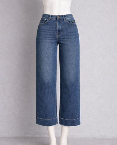 Quần Jeans nữ Papka 4075 màu xanh rêu nhạt form lửng chữ I giúp che khuyết điểm tốt và tạo nét năng động trẻ trung