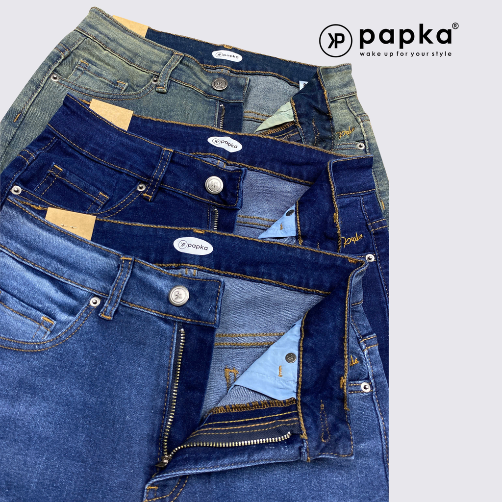 Quần Jeans nữ Papka 4075 màu xanh rêu nhạt form lửng chữ I giúp che khuyết điểm tốt và tạo nét năng động trẻ trung
