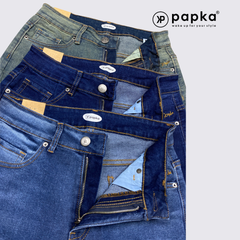 Quần Jeans nữ Papka 4075 màu xanh rêu nhạt form lửng chữ I giúp che khuyết điểm tốt và tạo nét năng động trẻ trung