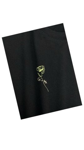 Áo thun nữ PAPKA 3043 màu xanh lá chất PC mỏng nhẹ thoải mái bền đẹp in hoa hồng