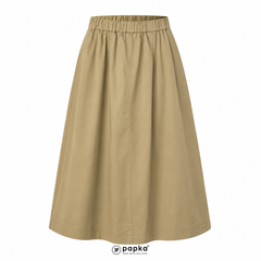 Chân váy Midi nữ PAPKA 8001 màu đen form chữ A lưng thun chất liệu Khaki tôn dáng nữ tính