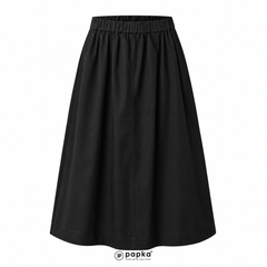 Chân váy Midi nữ PAPKA 8001 màu be form chữ A lưng thun chất liệu Khaki tôn dáng nữ tính