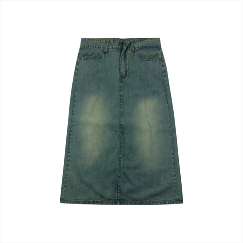 Chân váy Jeans nữ PAPKA 8011 màu xanh nhạt xẻ tà năng động và trẻ trung