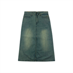 Chân váy Jeans nữ PAPKA 8011 màu xanh nhạt xẻ tà năng động và trẻ trung