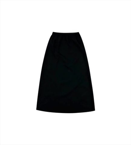 Chân váy nữ PAPKA 8017 màu đen lưng thun thoải mái, form chữ A dài qua gối, chất vải voan lụa nhẹ nhàng nữ tính