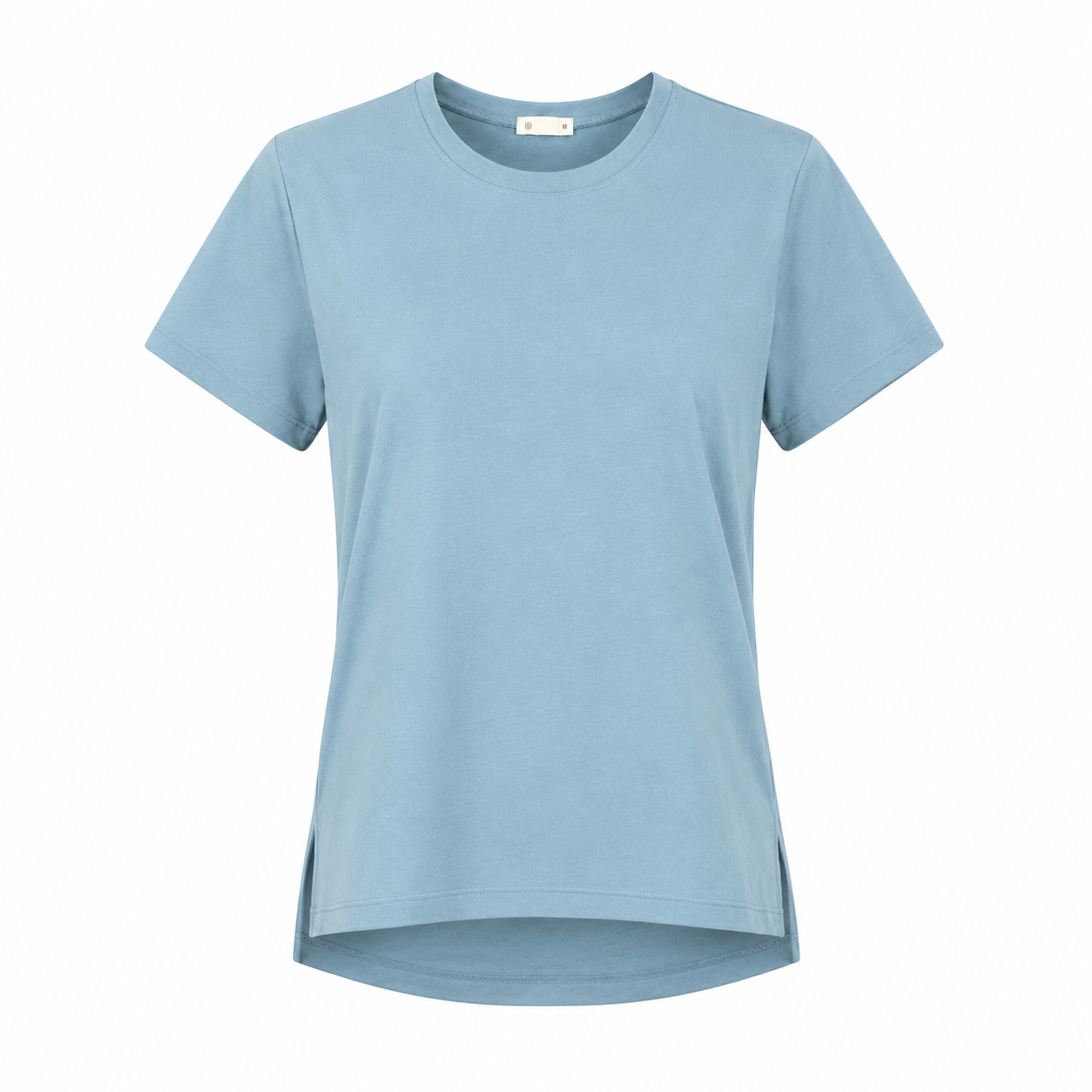 Áo thun nữ Papka 3031 màu xanh xẻ tà lệch chất vải Cotton Jersey AIRism mềm nhẹ, thoáng mát