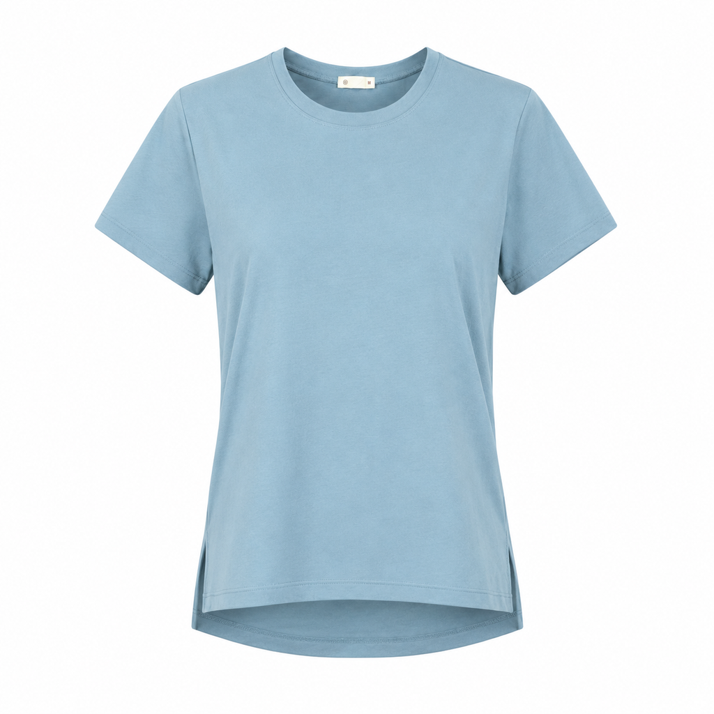 Áo thun nữ Papka 3031 màu đen xẻ tà lệch chất vải Cotton Jersey AIRism mềm nhẹ, thoáng mát