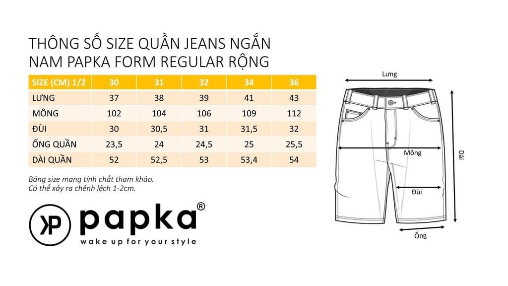 Quần Jeans short nam PAPKA 2031 wax xanh nhạt New Logo form Regular thoải mái co dãn tốt