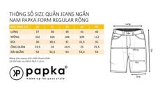 Quần Jeans short nam PAPKA 2031 wax xanh nhạt New Logo form Regular thoải mái co dãn tốt