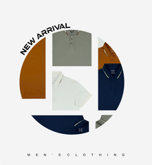 Áo polo nam Papka 1121 màu cam đất phối viền bo cổ với chất poly pique cao cấp tăng độ thoáng khí năng động nhưng vẫn thanh lịch