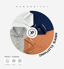 Áo polo nam Papka 1121 màu cam đất phối viền bo cổ với chất poly pique cao cấp tăng độ thoáng khí năng động nhưng vẫn thanh lịch